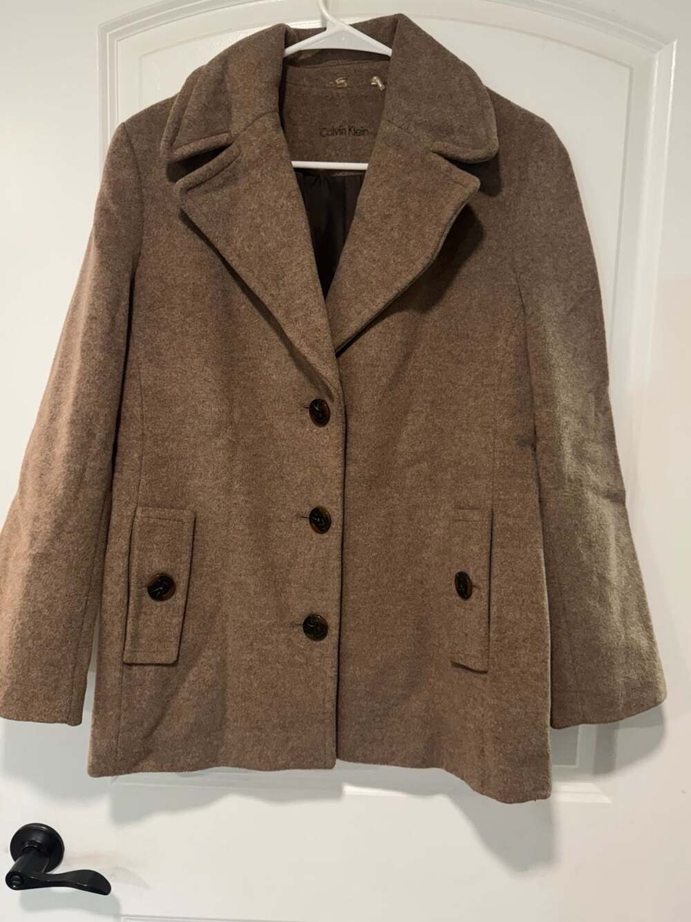 Calvin Klein Wool Silk Blend Peacoat Jacket Quiet Luxury Women’s Petite 10